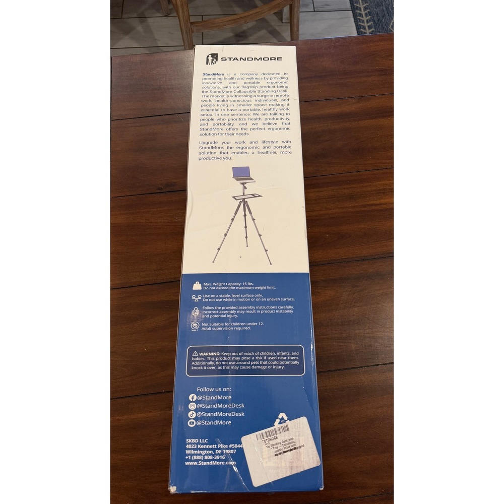 StandMore Portable Standing Desk with Keyboard Tray Adjustable Tripod Black NEW - Picture 13 of 16